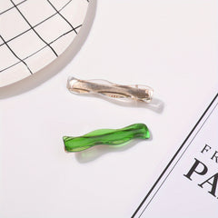 2pcs Women's Wavy Hair Clip Side Clip Bangs Clip Barrette Hair Accessory