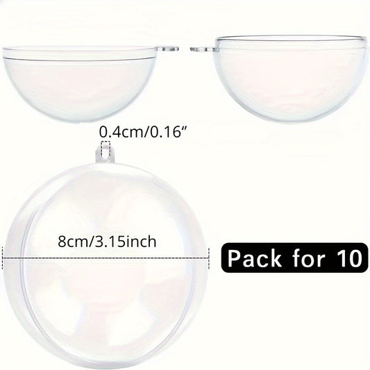 10pcs Clear Plastic Christmas Ornaments for DIY Crafts and Decorations