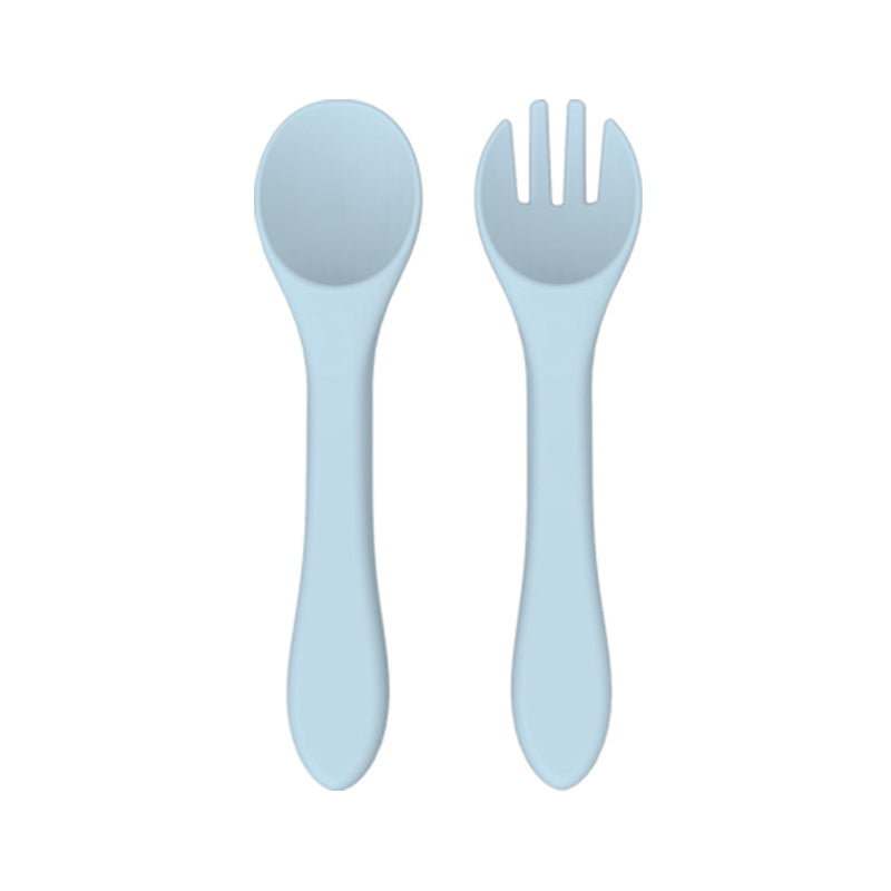 Baby Silicone Soft Fork And Spoon Set - Training Feeding