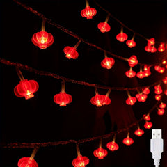 LED Red Lanterns String Lights 40 LEDs Fairy String Lights USB Operated