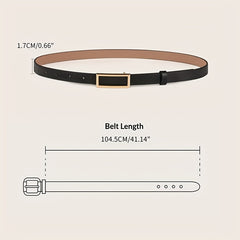 Rectangular Buckle Thin Belt Solid PU Leather Vintage Dress Girdle