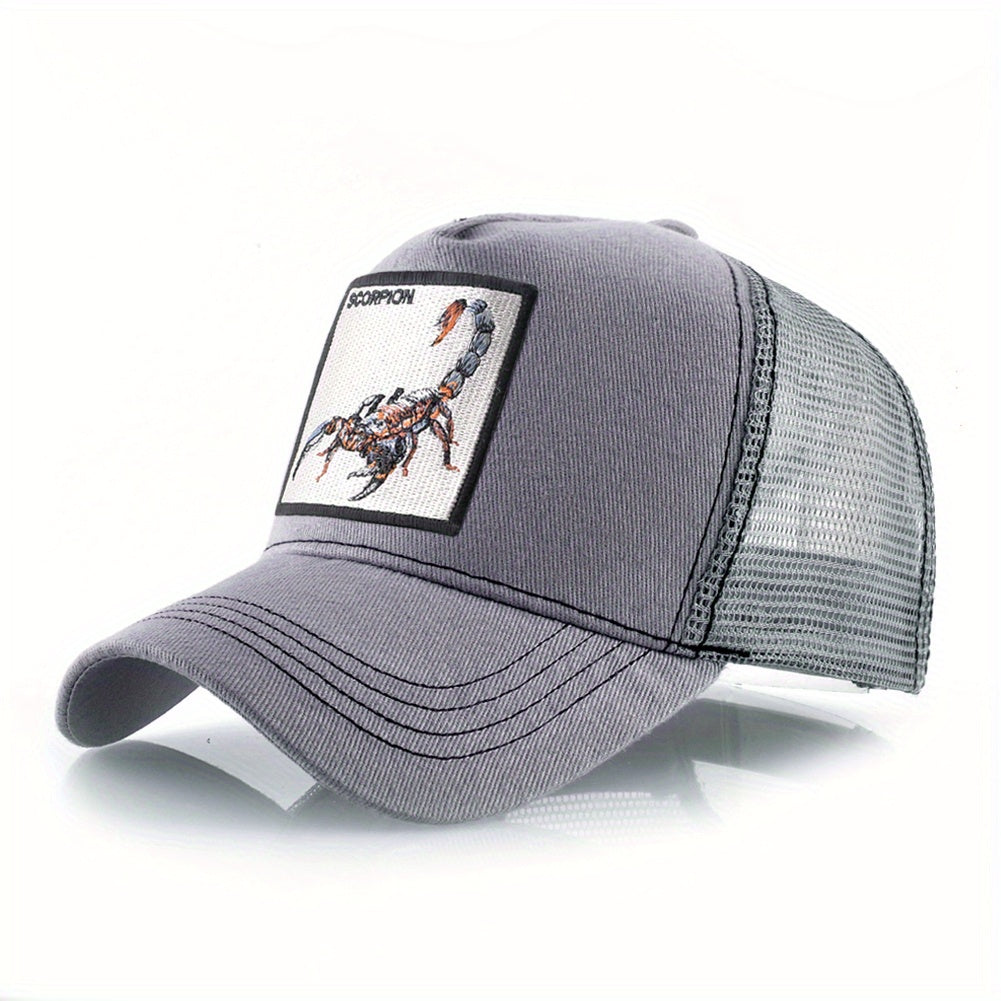 Scorpion Embroidered Baseball Cap Mesh Trucker Snapback Cap
