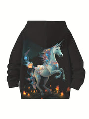 Unicorn Graphic Hoodies Girls Hooded Pullover Spring Fall Gift