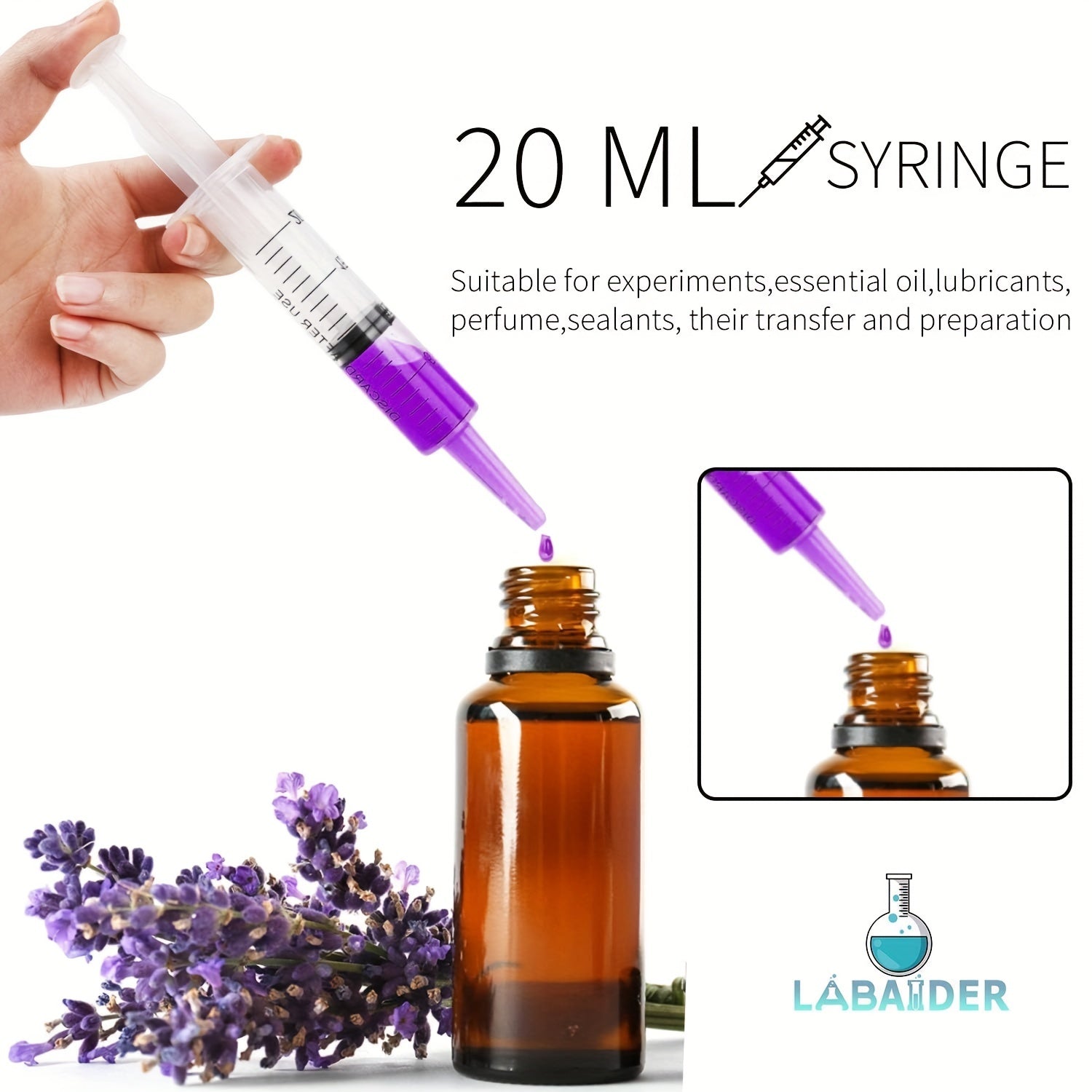 10pcs Large Plastic Syringes with Tip Cap for Scientific Labs