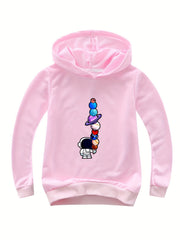 Astronaut Pattern V Neck Sweatshirt for Girls
