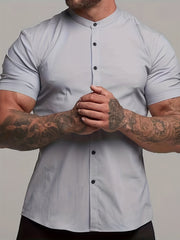 Solid Men's Casual Short Sleeve Shirt Summer Tops