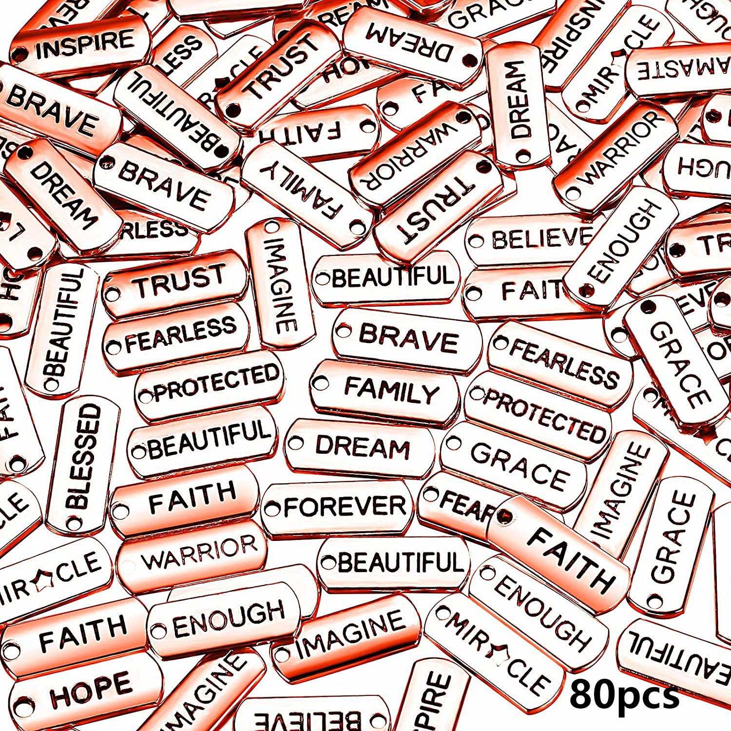 80pcs Word Charms Pendants for DIY Jewelry Making