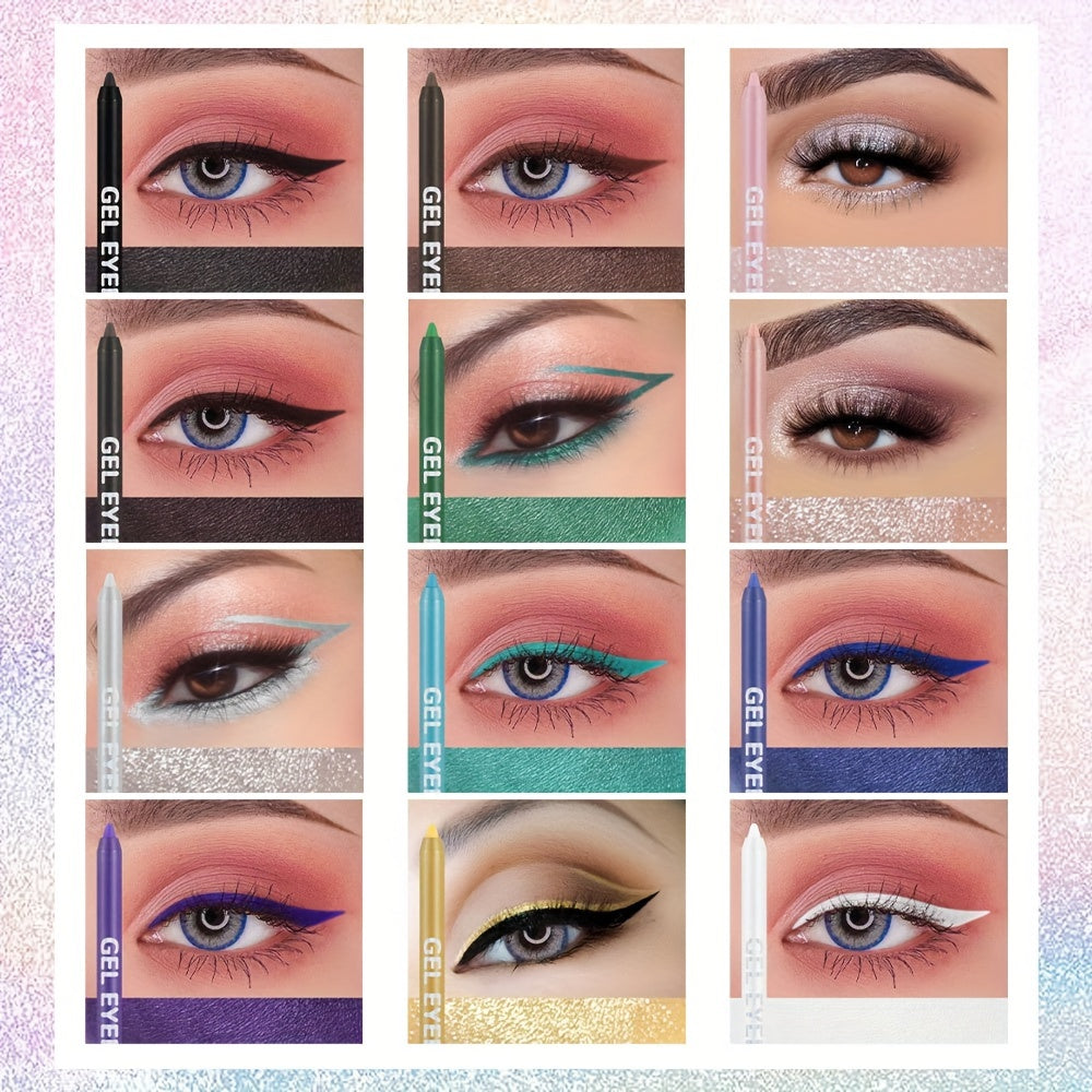 Pearly & Glitter Waterproof Eyeliner Pen 12 Colors