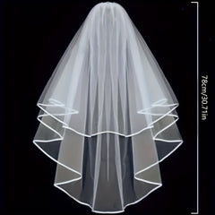 Custom Bridal Veil with Initials and Hearts - Soft Tulle Wedding Veil