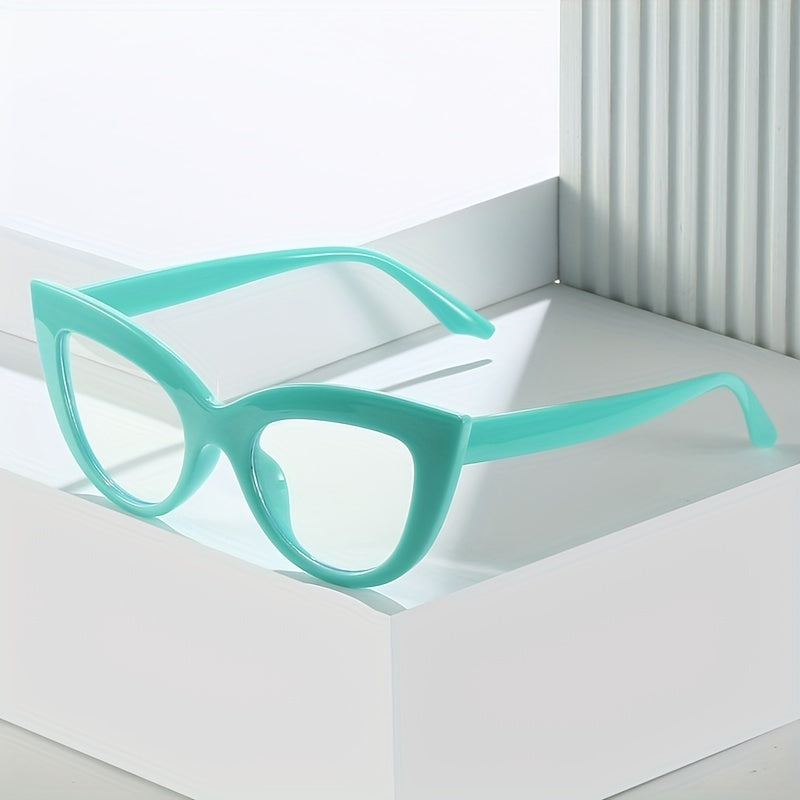 Cat Eye Clear Lens Glasses Women Men with Case