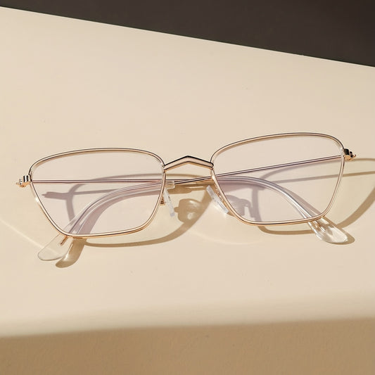 Vintage Thin Metal Frame Clear Lens Glasses Anti Light Eyewear