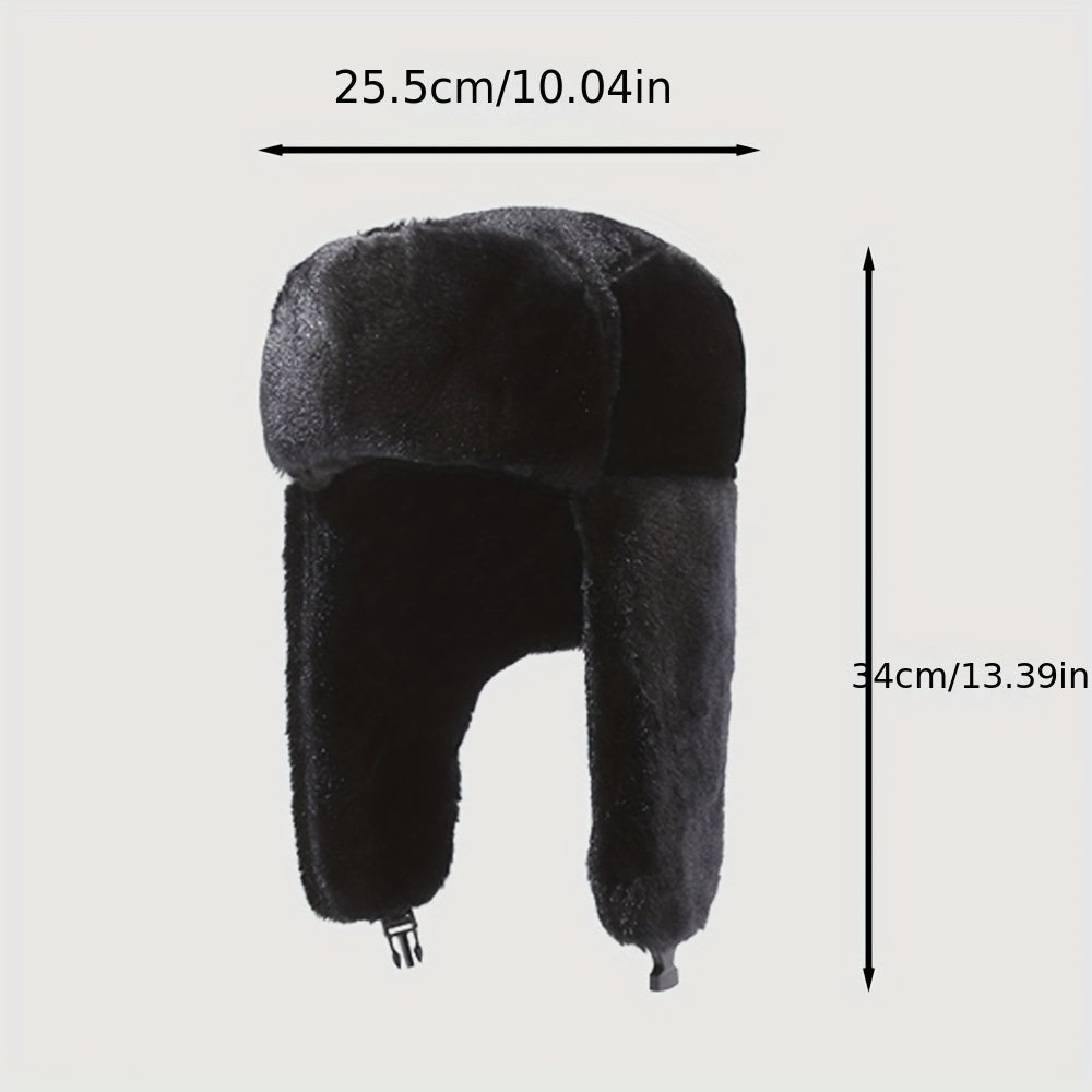Winter Thick Plush Windproof Warm Earflap Hat for Outdoor Skiing Cycling