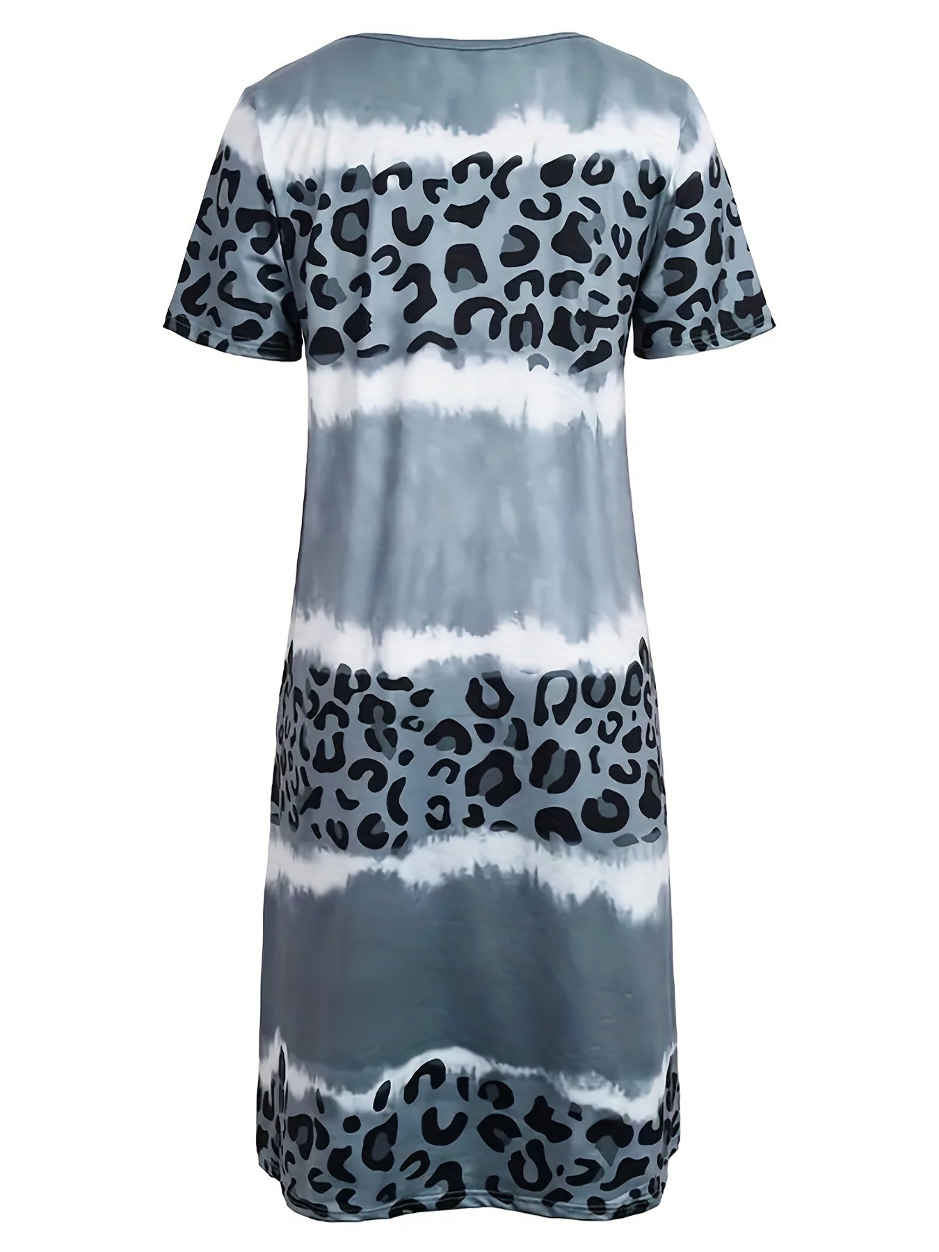  Tie Dye Leopard V Neck Dress