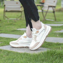 Colorblock Platform Sneakers Lace Up Outdoor Shoes Comfortable & Anti skid
