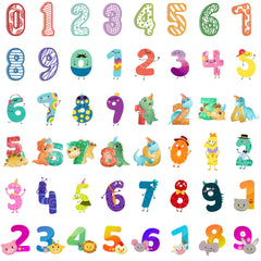48Pcs Cartoon Number Waterproof Stickers For Bottles Laptop Wall Cabinets