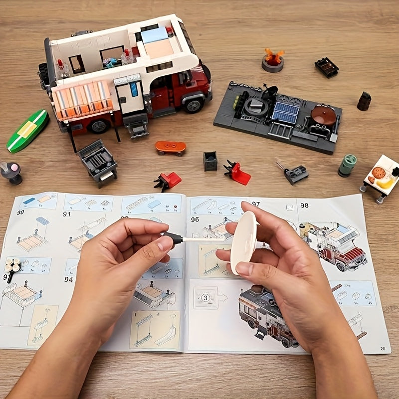 RV Building Blocks Set Assembly Model Toy High ABS Material DIY Creative Gift