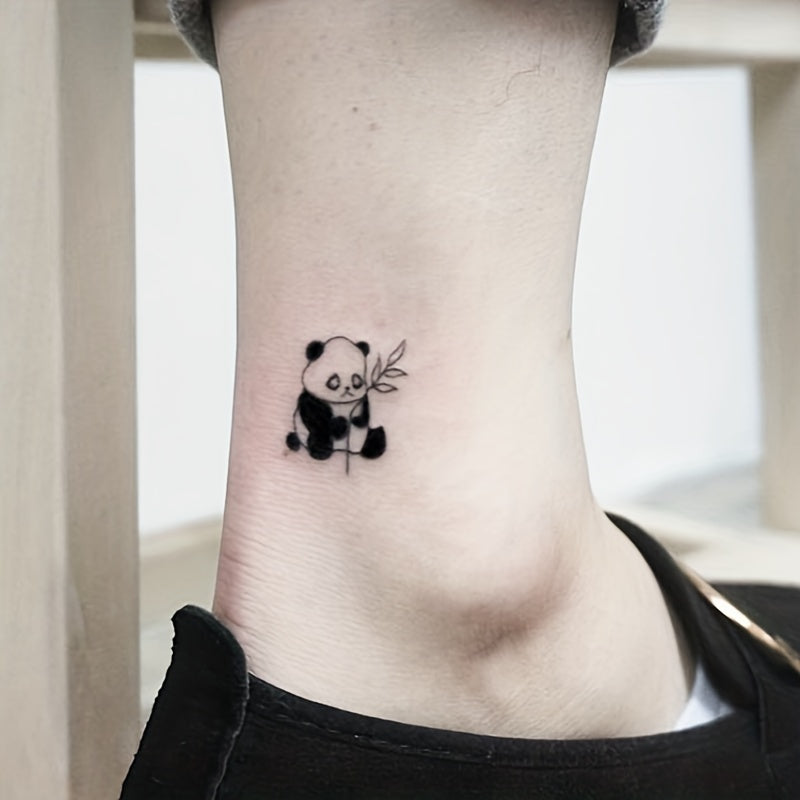 Panda and Bamboo Cartoon Tattoo Sticker - Waterproof and Long Lasting
