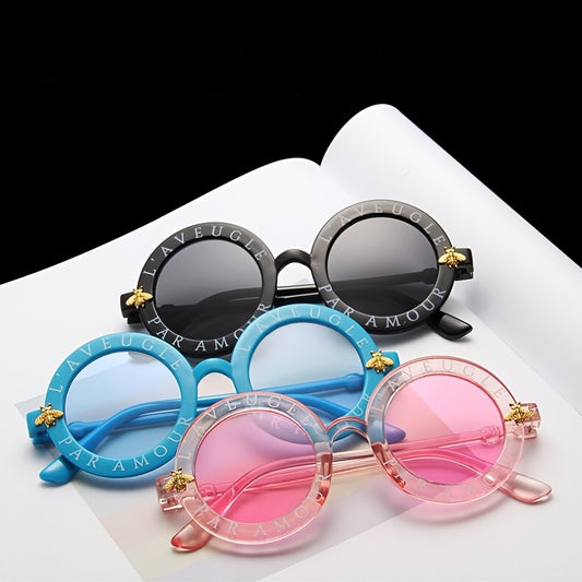 Round Frame Letter Print Sunglasses for Party