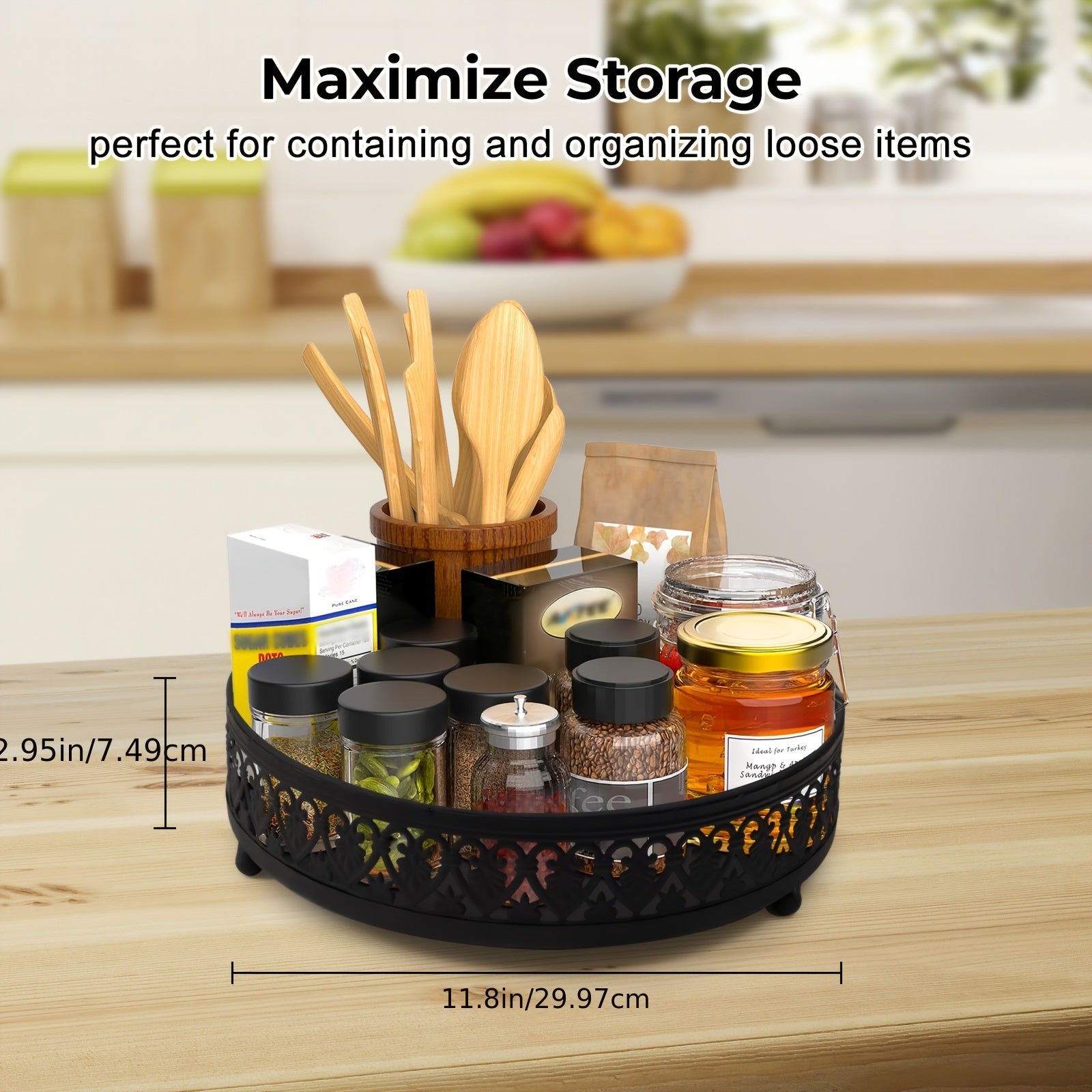 30 48 cm Lazy Susan Organizer Cabinet Spice Rack Organizer for Countertop Bathro