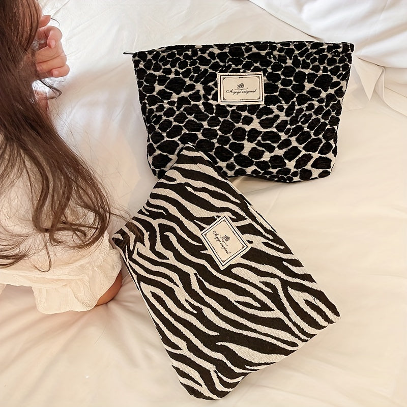 Leopard Print Makeup Bag Portable Travel Clutch Cosmetics Toiletries Washable