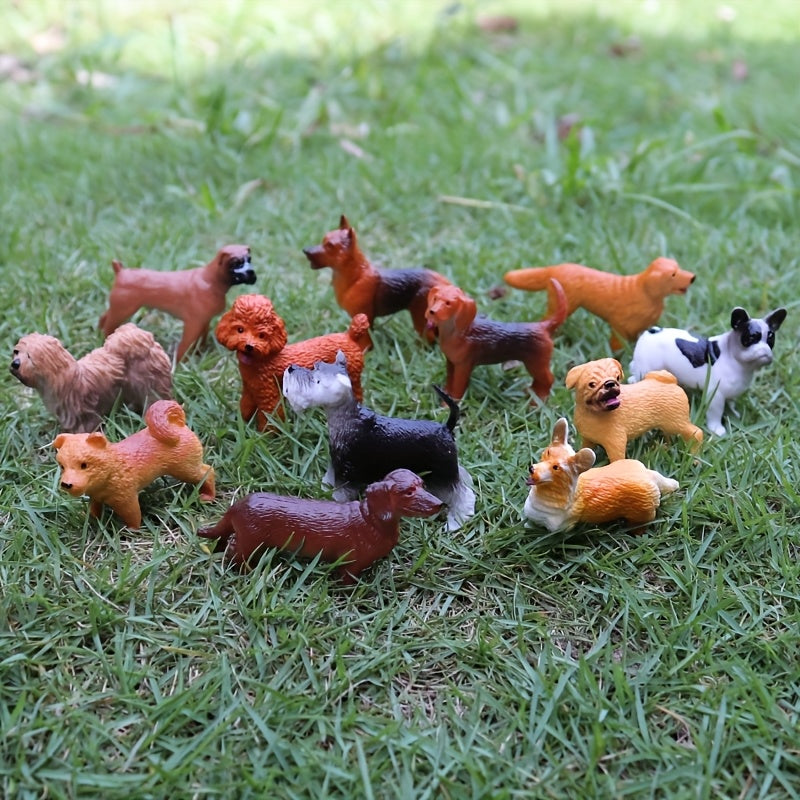 24pcs Mini Dog Figurines Playset Realistic Detailed Plastic Puppy Models