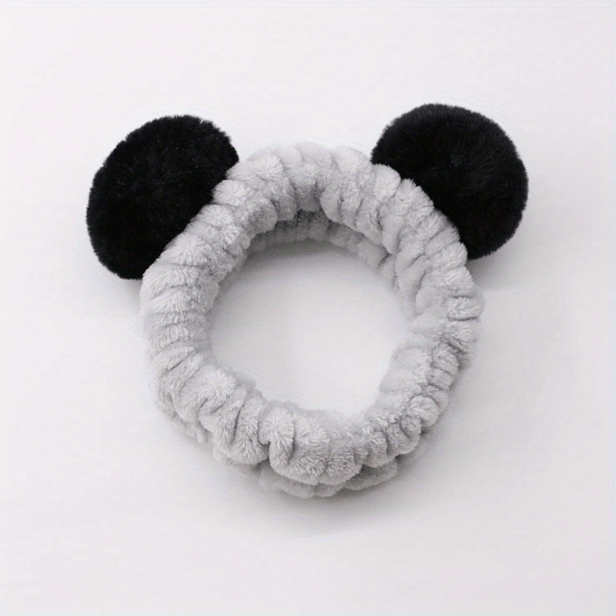 Pink Fur Ball Headband Face Wash Makeup Hairband Functional