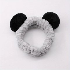 Pink Fur Ball Headband Face Wash Makeup Hairband Functional