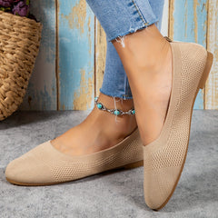 Women's Knitted Flat Shoes Soft Sole Slip On Casual Walking Flats