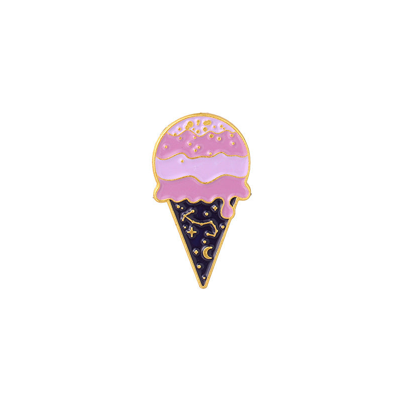 Ice Cream Cup Alloy Brooch Creative Cartoon Cone Shaped Baking Varnish Pin