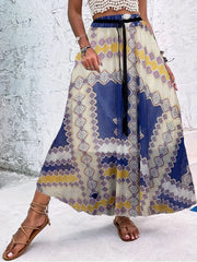 Vintage High Waist Polka Dot Pleated Maxi Skirt