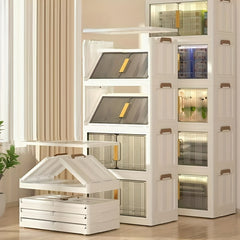 Foldable Storage Box w/ Lids & Handle - Stackable Shoes Storage Contai