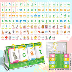 129pcs AOTBLCER CVC Word Flip Chart Double Sided Short Vowel Flashcards