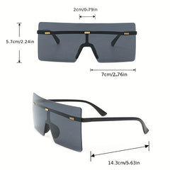 Y2K Oversized Rimless Shield Sunglasses UV400
