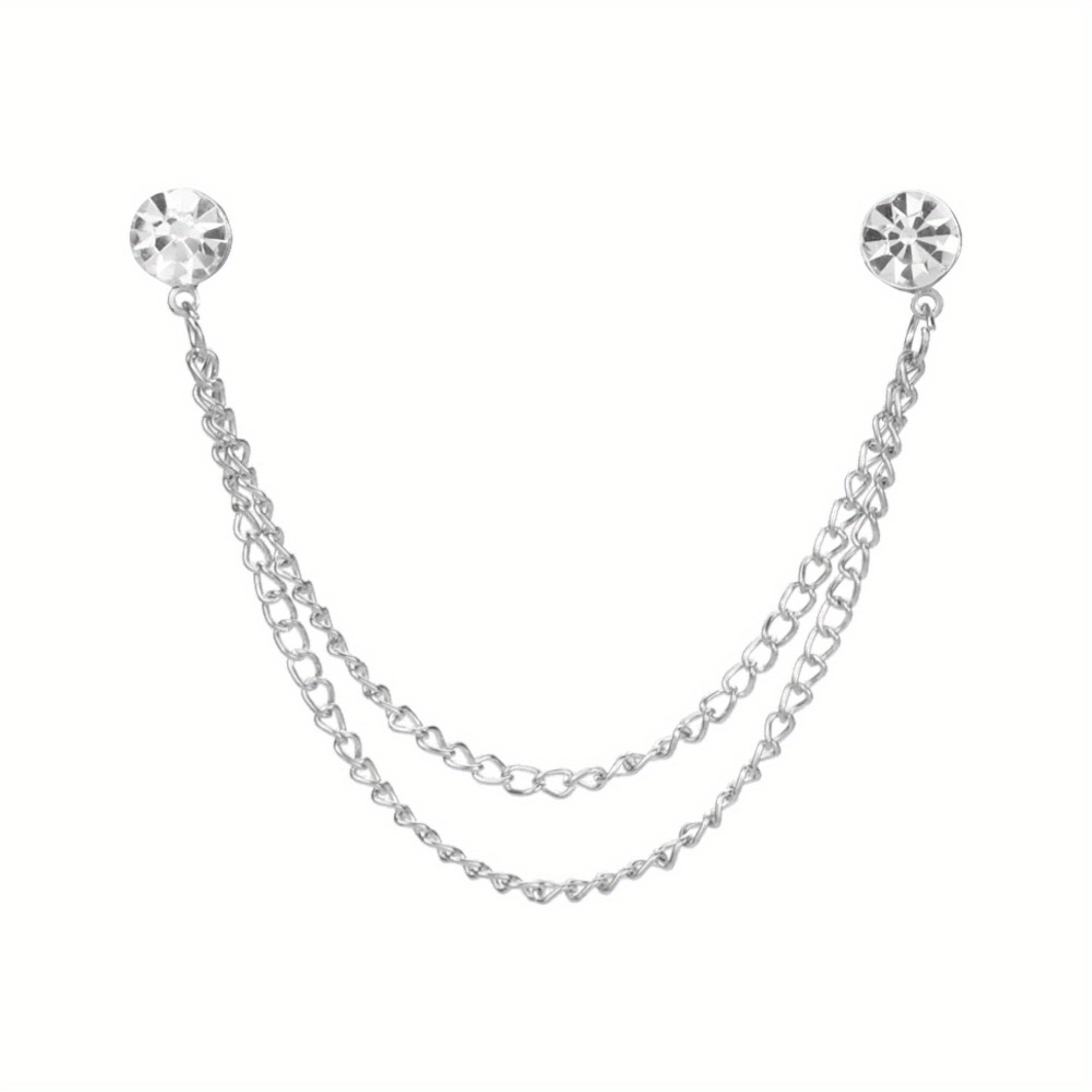 Rhinestone Chain Tassel Brooch Pin Clothing Jewelry