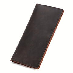 Leather Long Bifold Checkbook Wallet for Men