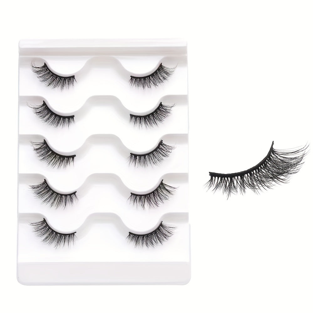 5 pairs of European & American half eye false lashes 3D thick curl