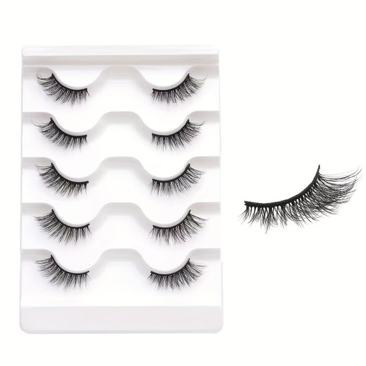 5 pairs of European & American half eye false lashes 3D thick curl