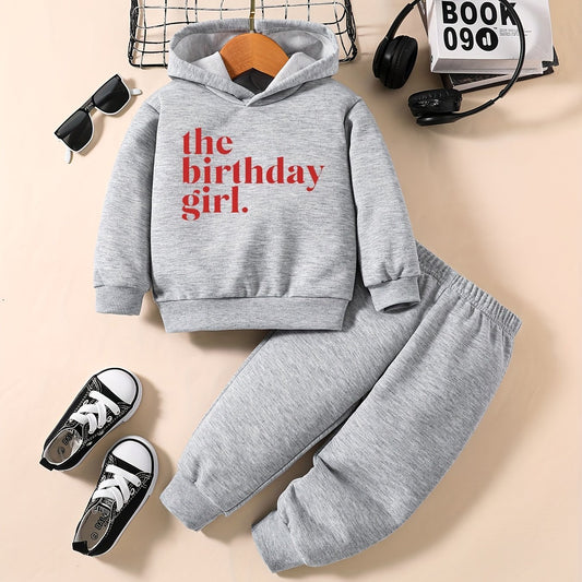 Toddler Baby Sweatshirt Set THE BIRTHDAY GIRL Print Outfit