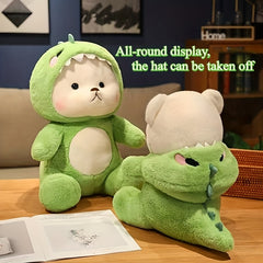 9.84in Plush Bear Toy in Green Dinosaur Costume
