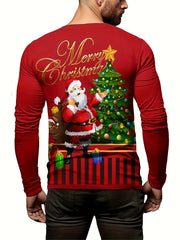 Christmas Santa Claus Print Men's Long Sleeve Tee
