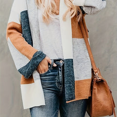  Colorblock Open Front Cardigan