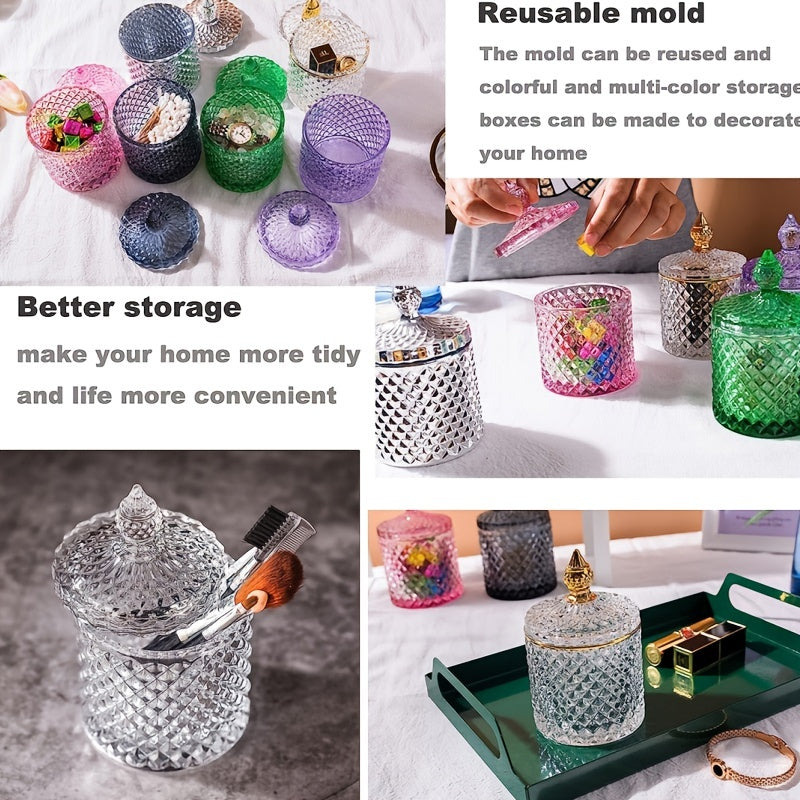 Silicone Resin Mold with Lids for Storage Box Pen Holder Bottle Jar Epoxy Castin