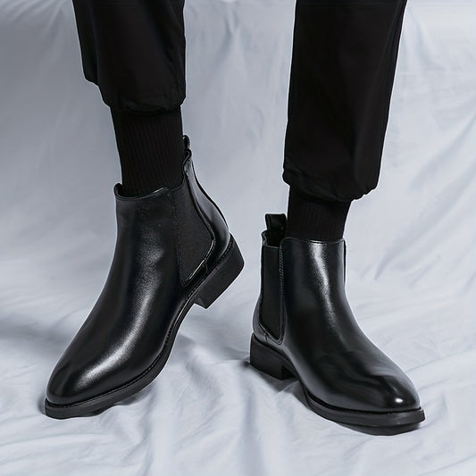 Men's Retro Chelsea Boots Pointed Toe Slip On High Top Boots