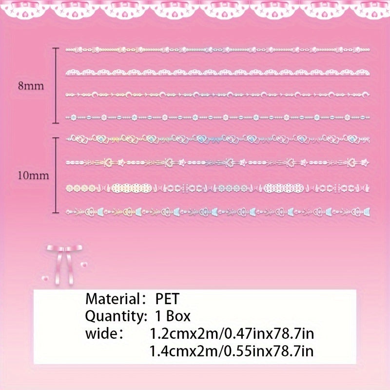 8 Rolls Lace PET Scrapbooking Tapes for DIY Decorative Material