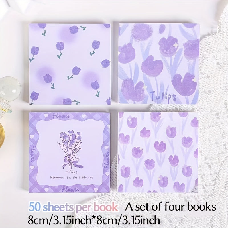 Rose Tulip Convenience Sticker Set of 4 Memo Books