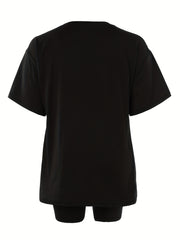 Leopard Print Lounge Set Tee & Shorts Pajamas