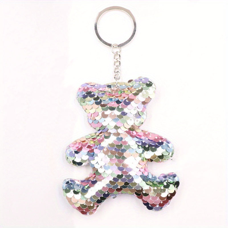 Sequins Bear Keychain Animal Key Ring Purse Handbag Car Charm Phone Pendant