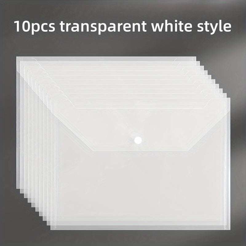 10pcs A4 Clear File Bag Plastic Office Stationery Storage Bag