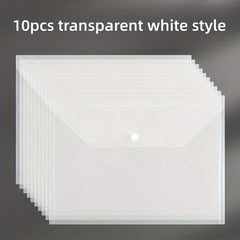 10pcs A4 Clear File Bag Plastic Office Stationery Storage Bag