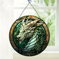 Acrylic Green Dragon Decorative Painting Round Plate